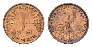 Пакистан 1 пайс 1961 год-тип KM 16 бронза UNC 4576-339