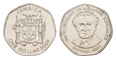 Ямайка 1 доллар 2005 Александр Бустаманте KM 164 сталь плакированная никелем UNC 4643-129