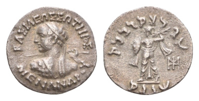 Бактрийское (Индо-греческое) царство драхма 165-130 гг. до н.э. Менандр I Hoover 187 серебро 10-020-38