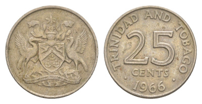 Тринидад и Тобаго 25 центов 1966 KM 4 медно-никель 4644-549