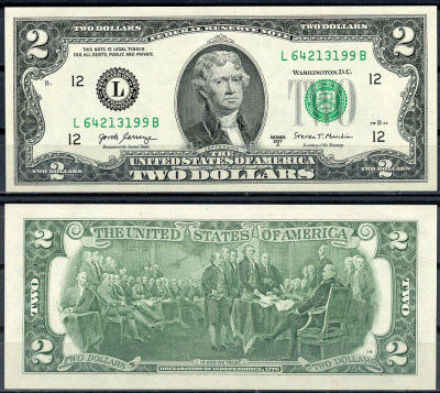США 2 доллара 2017 Pick W545 бумага UNC (пресс) 7222-7-2-1