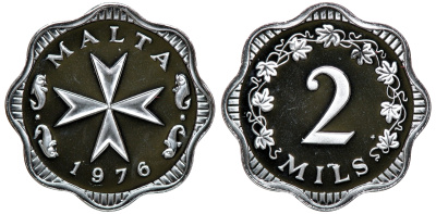 Мальта набор из 9 монет 1976 в оригинальной коробке с сертификатом KM PS2 PROOF 7-7-15