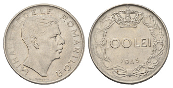 Румыния 100 леев (лей) 1943 Михай I (1940-1947) KM 64 сталь плакированная никелем 4536-121