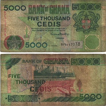 ГАНА 5000 СЕДИ 2000 1 ИЮЛЯ 2000 Pick 34e бумага 7116-21-2-1