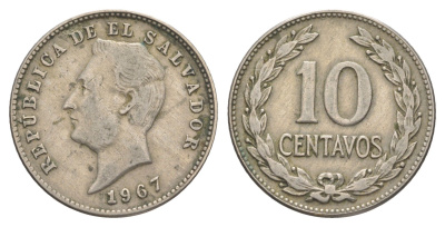 Сальвадор 10 сентаво 1967 KM 130 медно-никель 4620-147