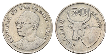 Гамбия 50 бутутов 1971 KM 12 медно-никель 117-1227
