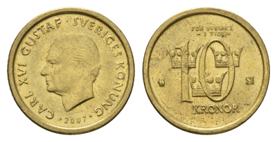 Швеция 10 крон 2007 Карл XVI Густав (1973-) KM 895 нордик aUNC 4656-417