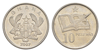 Гана 10 песев 2007 KM 39 сталь плакированная никелем UNC 4643-716