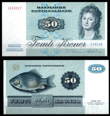 Дания 50 крон 1982 Энгельке Шарлотта Райберг (автор: Йенс Юэль) Pick 50 e (1) бумага 451-1229-2