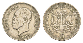 Гаити 5 сантимов 1904 KM 54 медно-никель 4644-244