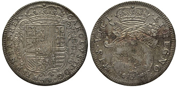 Неаполь и Сицилия тари (2 карлини) 1685 Карл II Испанский серебро aUNC 413-5033
