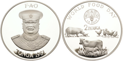 Тонга 2 паанга 1981 FAO, домашние животные, король Тауфа’ахау Тупоу IV (1967-2006) KM 73a серебро PROOF 1069-6-33