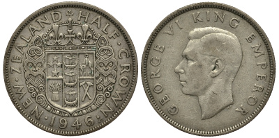 Новая Зеландия 1/2 кроны 1946 Георг VI (1936-1952) KM 11 серебро 272-1122