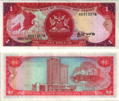 ТРИНИДАД И ТОБАГО 1 ДОЛЛАР 1985 ПОДПИСЬ 4 Pick 36а бумага UNC (ПРЕСС) 2192-54-1-1