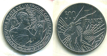 Центрально-Африканские штаты 500 франков 1976 проник, ESSAI, KM 12E никель UNC 5010-744