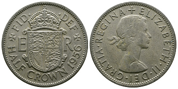 Великобритания 1/2 кроны 1956 Елизавета II (1952- ) Spink 4145, KM 905 медно-никель 4381-334