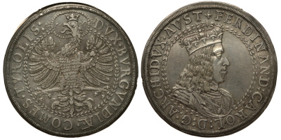 Австрия, Священная Римская империя 2 талера ND (1654) Эрцгерцог Фердинанд Карл (1632-1662) Dav. 3364 серебро 10-016-19