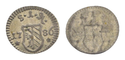 Нюрнберг 1 пфенниг 1786 KM 315 серебро UNC 1529-911