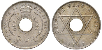 Британская Западная Африка 1/2 пенни 1947 H, Георг VI KM 18 медно-никель 25-1815