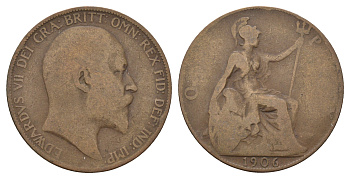 Великобритания 1 пенни 1906 Эдуард VII (1901-1910) KM 794.2, Spink 3990 бронза 4680-812