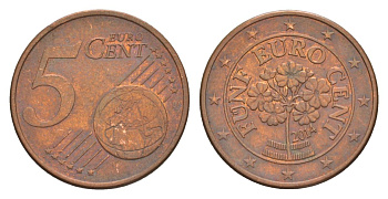 Австрия 5 евроцентов 2014 KM 3084 сталь плакированная медью 4630-466