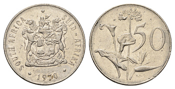 ЮАР 50 центов 1970 Зантедеския Эллиота (калла), герб KM 87 никель 4604-1055