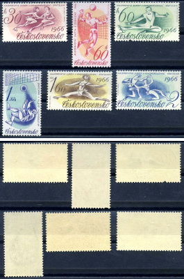 Чехословакия лот из 6 марок 1966 Чемпионат Европы по фигурному катанию, Братислава и чемпионат мира по волейболу фотогравюра и металлография 8705-52-2-1