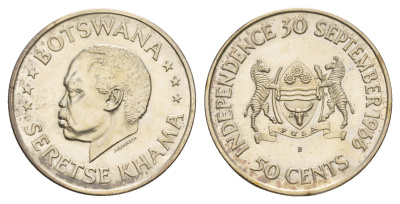 Ботсвана 50 центов 1966 Независимость KM 1 серебро BU 413-3415