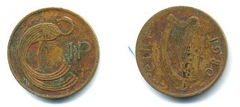 ИРЛАНДИЯ 1 ПЕННИ 1980 KM 20 бронза 23-726