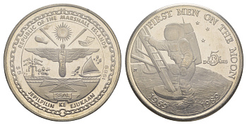 Маршалловы Острова 5 долларов 1989 20 лет Первой посадке людей на Луну, в запайке KM 13 медно-никель PROOF 5010-1141