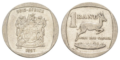 ЮАР 1 ранд 1997 KM 164 медь плакированная никелем 4627-336