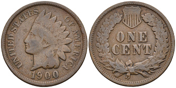США 1 цент 1900 индеец, Indian head  бронза    4169-127