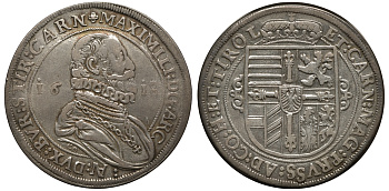 Австрия, Священная Римская империя 1 талер 1618 эрцгерцог Максимилиан Dav. 3324 серебро 00-817-26