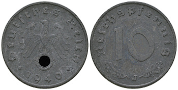 Германия 10 рейхспфеннигов 1940 J KM 101, J. 371 цинк 3459-547