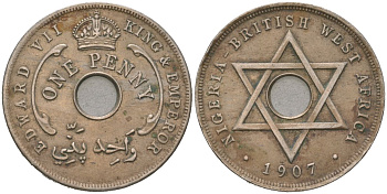 Британская Западная Африка 1 пенни 1907 KM 2 медно-никель 4389-432
