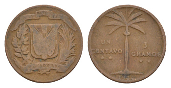 Доминикана (Доминиканская Республика) 1 сентаво 1944 KM 17 бронза 4649-736