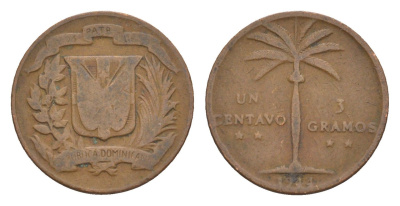 Доминикана (Доминиканская Республика) 1 сентаво 1944 KM 17 бронза 4649-736