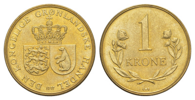 Гренландия 1 крона 1957 KM 10 алюминиевая бронза UNC 3711-2141