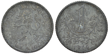 Богемия и Моравия 1 крона 1944 германский протекторат KM 4 цинк 4121-124