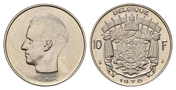 Бельгия 10 франков 1976 Belgique, Бодуэн I (1951-1993) KM 155.1 никель UNC 114-213