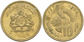МАРОККО 10 САНТИМОВ 1974 FAO KM 60 латунь 4588-321