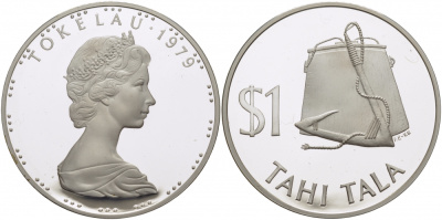 Токелау 1 тала 1979 V-образный инструмент, веревка и ведро KM 2 a серебро PROOF 1077-10-52