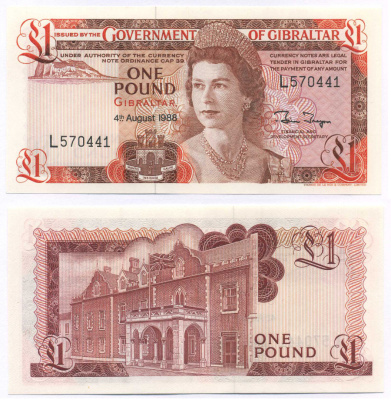 ГИБРАЛТАР 1 ФУНТ 1988 Pick 20e бумага UNC (ПРЕСС) 8588-85-1-2