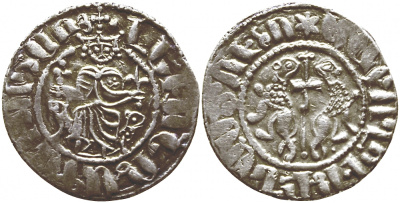 Киликийская Армения трам 1198-1219 Левон I 2,93 гр good very fine (RR) Nerc. 293 (obv.) 289 (leg. rev) 290 (rev) серебро 1073-1-2-4