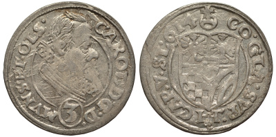 Силезия, Мюнстерберг, Олесница грошен (3 крейцера) 1614 Карл II серебро 413-1213