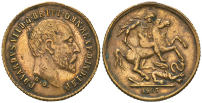 Великобритания КОПИЯ 1 соверен 1907 Эдуард VII (1901-1910) желтый металл 63-435