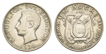Эквадор 1 сукре 1934 KM 72 серебро 1528-735