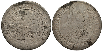 Силезия-Легница-Бжег 15 крейцеров 1663 Людвик IV Легницкий (1616-1663) серебро 413-734