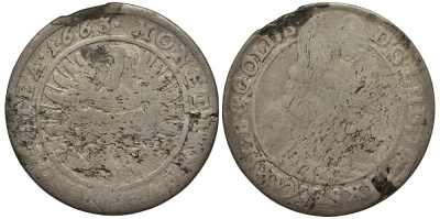 Силезия-Легница-Бжег 15 крейцеров 1663 Людвик IV Легницкий (1616-1663) серебро 413-734