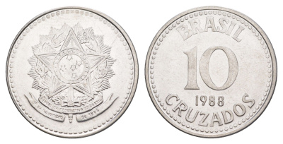 Бразилия 10 крузадо 1988 KM 607 нержавеющая сталь UNC 4642-1251